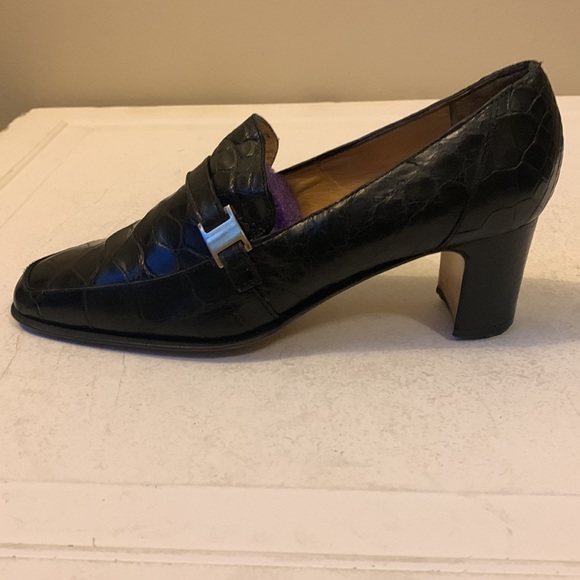 Mauri Women's Luxury Leather Heeled Loafers Genuine Alligator Size 8B - Picture 8 of 15